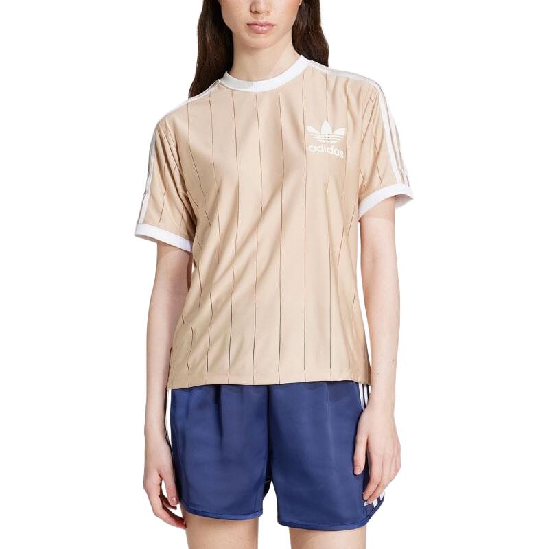 adidas Оригинальная мягкая и удобная футболка с круглым вырезом и коротким рукавом Adi Color Series с логотипом бренда Dopamine, женская футболка бежевого цвета IY7232