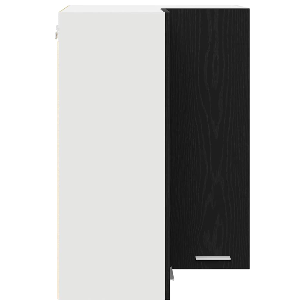 Hanging Corner Cabinet in Black Oak and White 57 x 57 x 80 cm