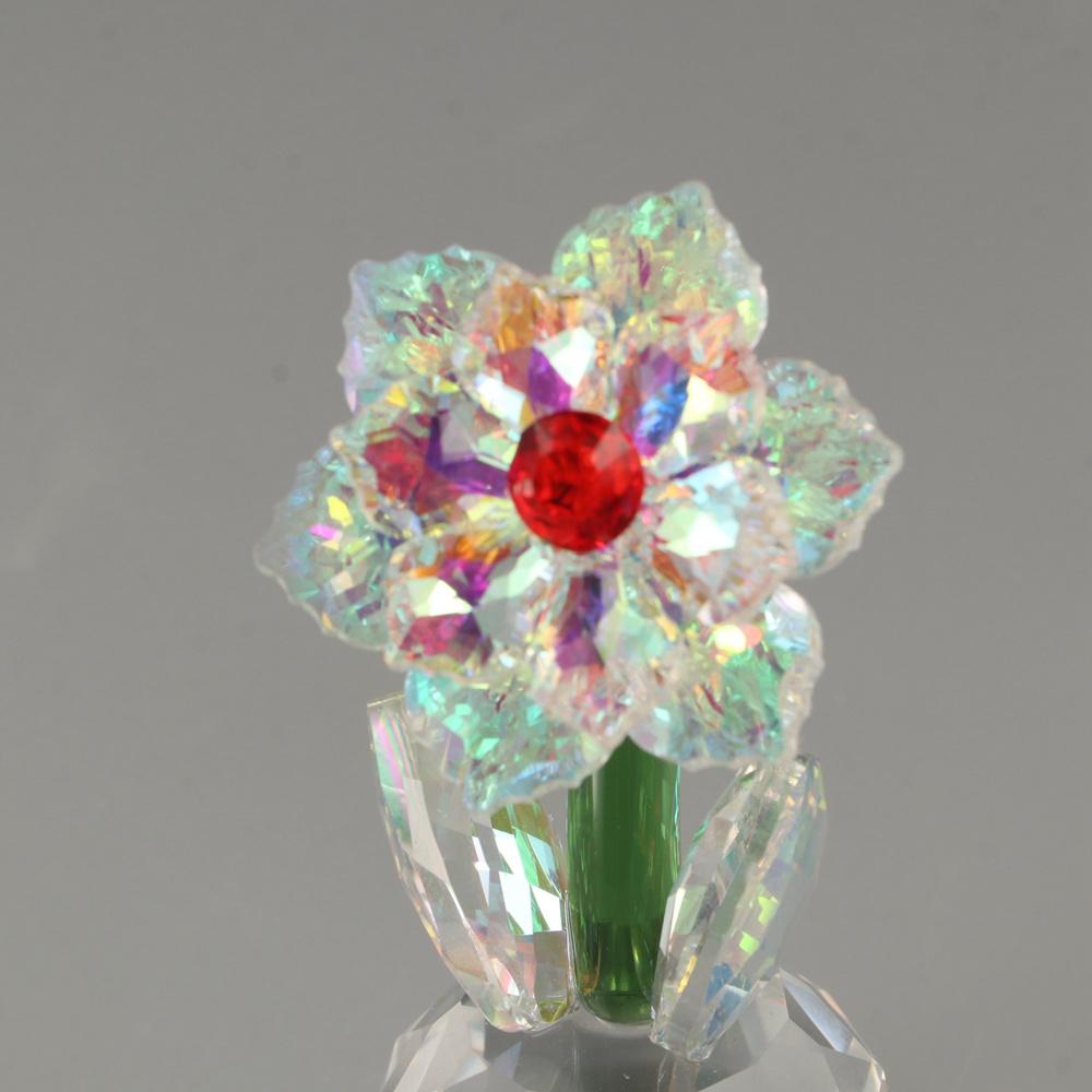 Round Base Crystal Flower Figurine Handmade Glass Flower Statue Crystal Sunflower Collectible Wife