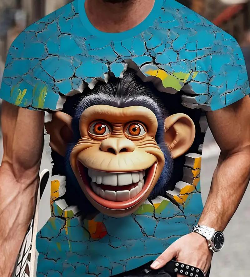 XXS-6XL плюс размер мужская футболка 3D смешная обезьяна графический принт футболка для женщин мода короткий рукав топы футболки мужская одежда