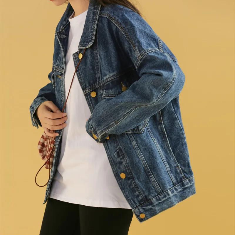 Джинсовая куртка больших размеров для женщин в корейском стиле, универсальная джинсовая куртка на весну и осень, свободный деним