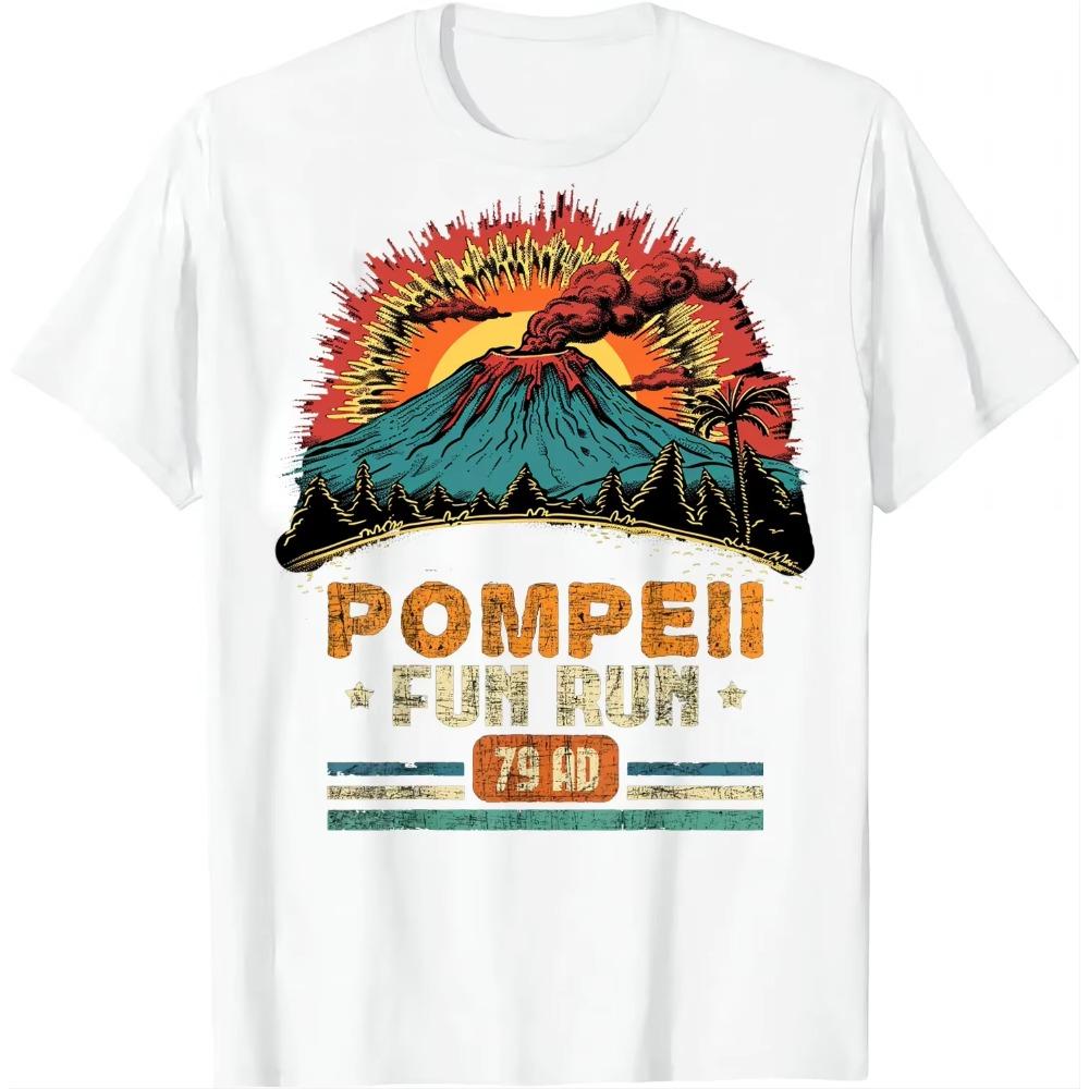Pompeii Fun Run - География Вулканолог Футболка Вулканология Уличная одежда Винтажная футболка Футболки