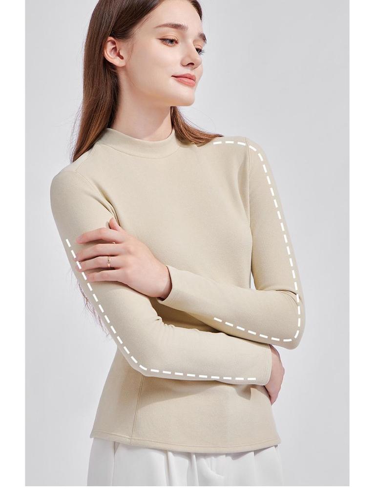 Женский немецкий бархатный термотоп со средней горловиной и длинными рукавами