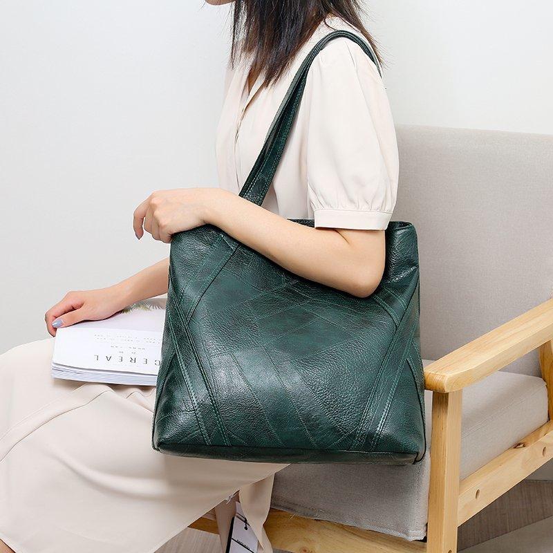 Tote Bag with Genuine Leather Texture Autumn Winter High-capacity Simplicity Advanced Feeling Versatile Unique Shoulder Bag
