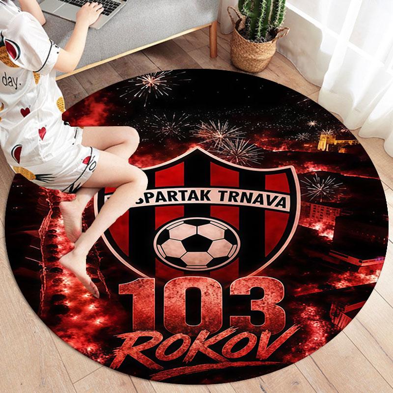 FC Spartak Trnava Round Area Rug,Carpet Rug for Living Room Bedroom Sofa Playroom Decor,Non-slip Floor Mat