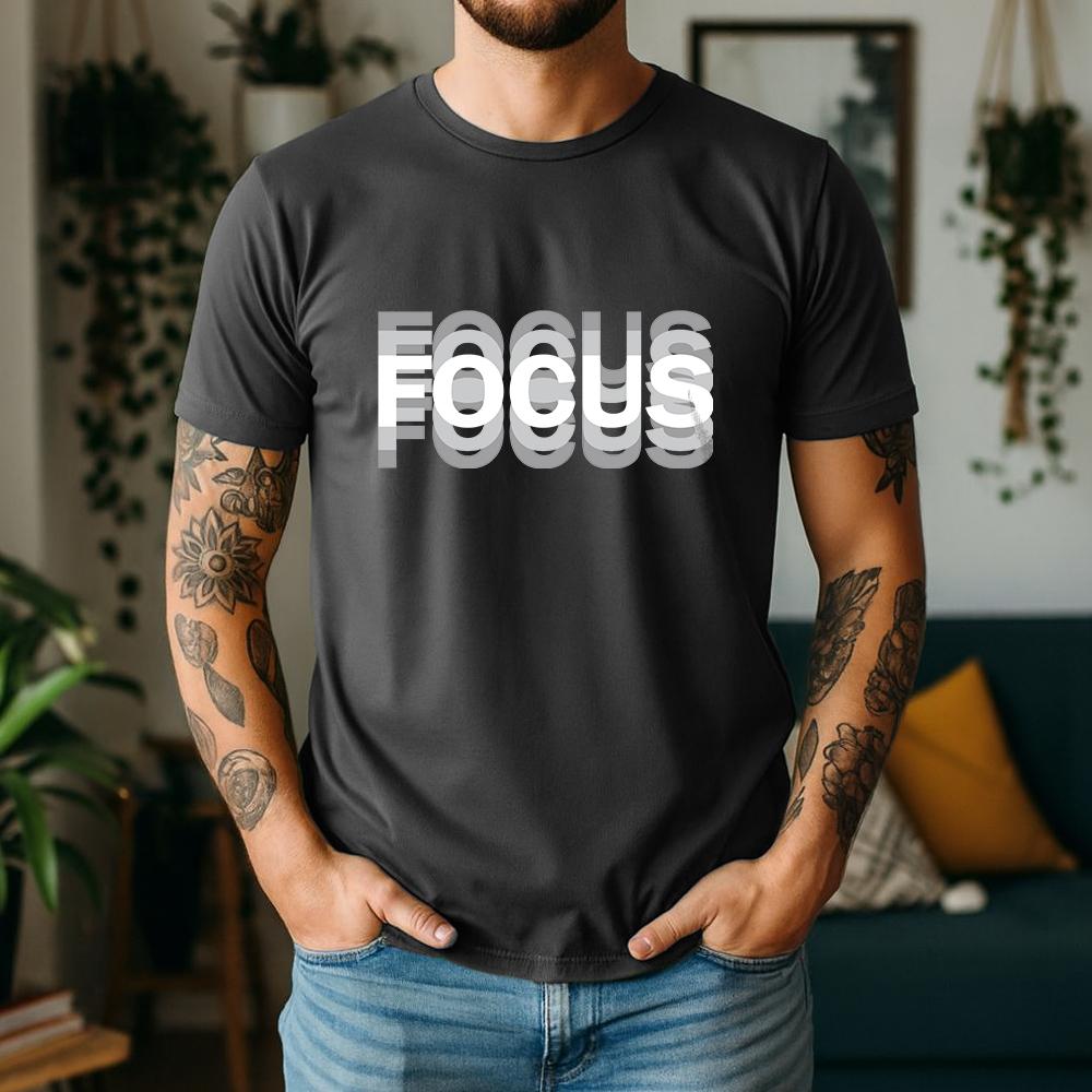New Summer 100 Cotton Focus TShirt Focus Visual Ghost Letter Minimalist Cool Street Style Oversized Breathable Short Sleeve