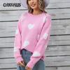 Winter Women's Sweater Love Valentine's Day Pullover Large Peach Heart Color Clash Sweater