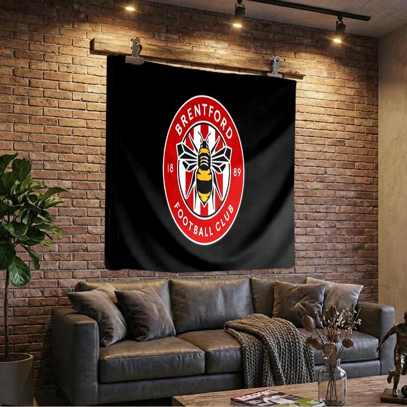1PC Brentford Football Club Crest Tapestry, Unique Design Tapestry, Wall Decor for Bedroom,Livingroom, Playroom,Heartwarming Fan Holiday Gifts