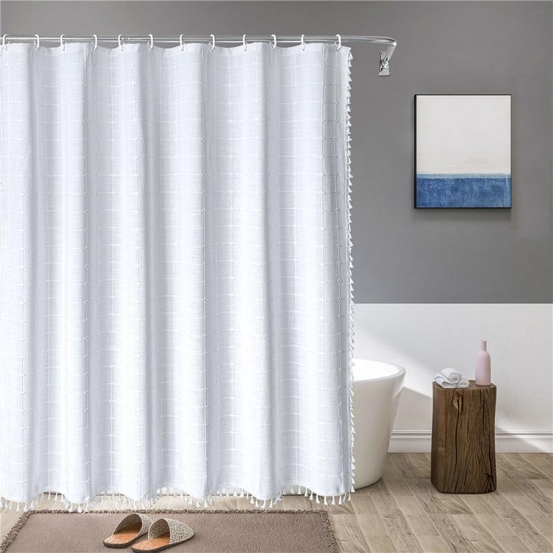 7.5cm Square Tassel Shower Curtain Home Bathroom Square Partition Curtains Waterproof Shower Curtains