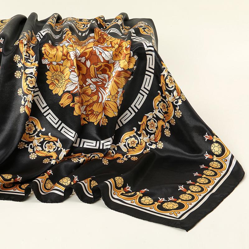 Spring and Autumn Women's Cashew Print Square Scarf Fashion Commuting Versatile Headscarf Stained Rose Square Scarf