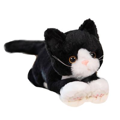 Хьяк Плюшевая игрушка-кошка Подушка для тела-кошка Игрушка Пушистая Реалистичная Милая Подарок Черная кошка и (Черно-белый) [Продукт]