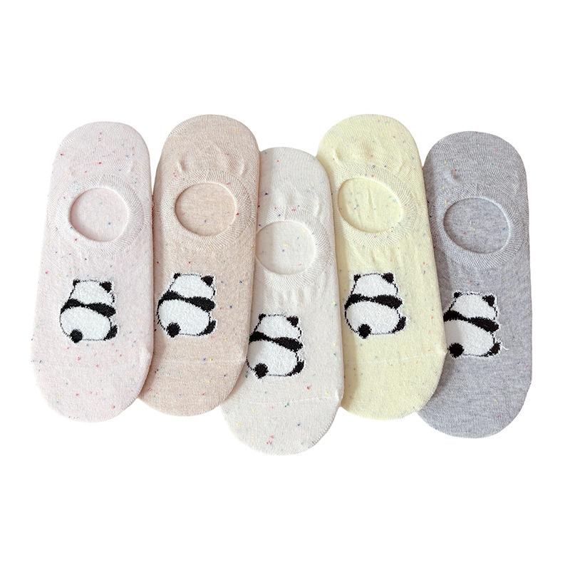 Бесшовные носки с точечным узором и мультяшными лодочками, женские хлопковые носки, летние тонкие носки с низким вырезом, не сползающие с пятки, противоскользящие, невидимые носки