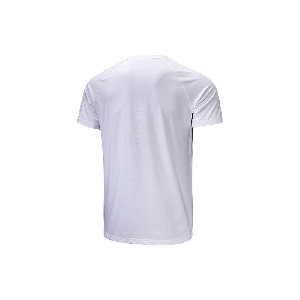 Under Armour Large Letter Logo Embossed Athletic Knit Fitted Straight-Cut Crew Neck Short Sleeve Raglan T-Shirt Men Tops White 22500518-100
