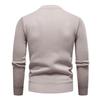Men's Solid Color Textured Sweater Plus Velvet Thickened Casual Round Neck Warm Knitted Pullover