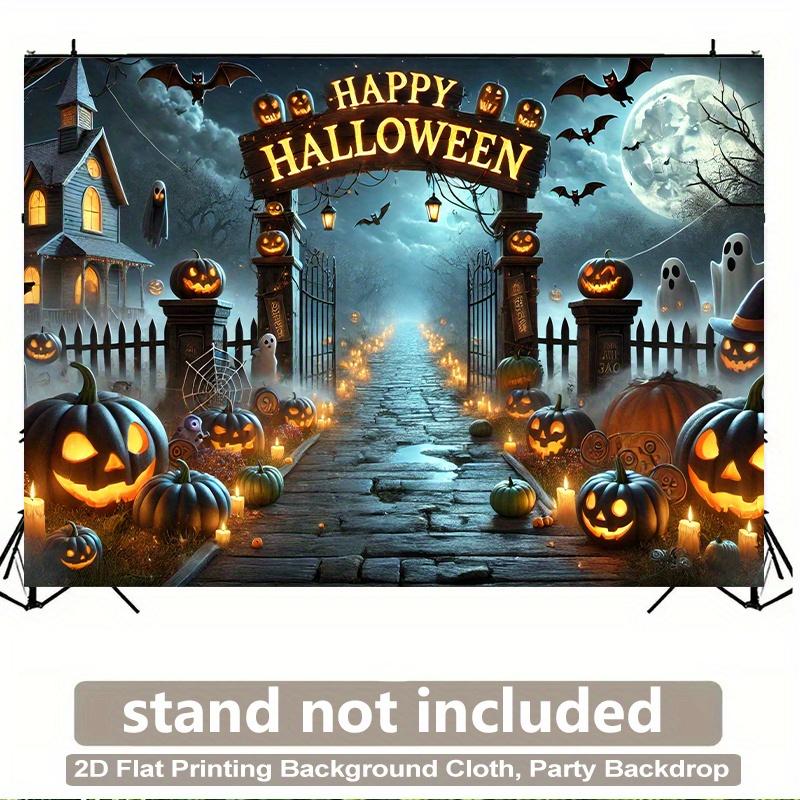 1 piece of 2D background fabric, a pumpkin lantern and Halloween-themed polyester fabric background, for the living roomzyc