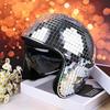Disco Ball Helmet Retractable Visor Adjustable Chin Strap Glitter Mirror Disco Ball Hat Reflective Adults Party Decorative Disco Tiles Helmet