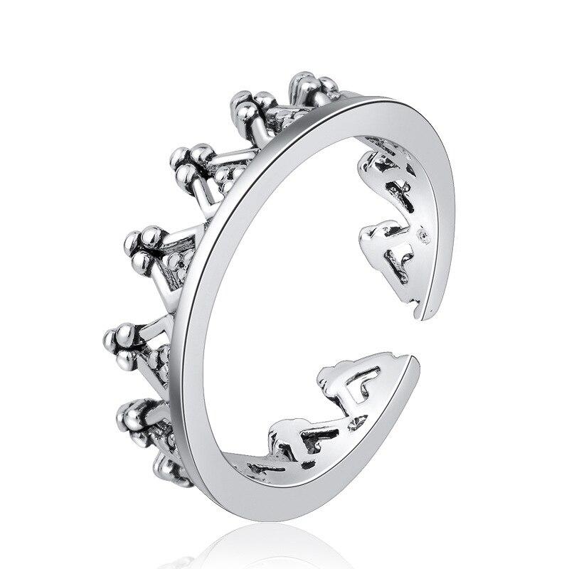 Винтажные кольца из стерлингового серебра 925 пробы с бантом и перьями в виде короны для мужчин и женщин, регулируемое тайское серебряное кольцо на палец, индивидуальное