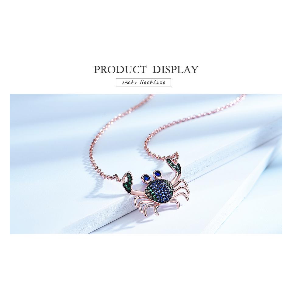 Umcho 925 Серебряное Красочное Крабовое Ожерелье-Цепочка Настоящее Ожерелье из Стерлингового Серебра 925 пробы для женщин, подарок на вечеринку, ювелирные изделия для летних каникул