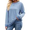 Autumn and Winter Women's Sweatshirt Plus Size Stripe Clash Color Round Neck Long Sleeve Loose Casual Top