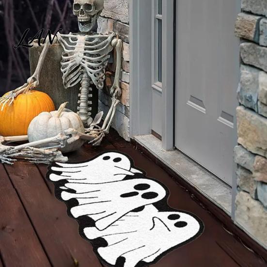 Thickened Cashmere-like Rug Halloween Bath Mat, Non-Slip Fluffy Ghost Rug, Gothic Pumpkin Absorbent Washable Dirt-resistant Floor Mat Bathroom