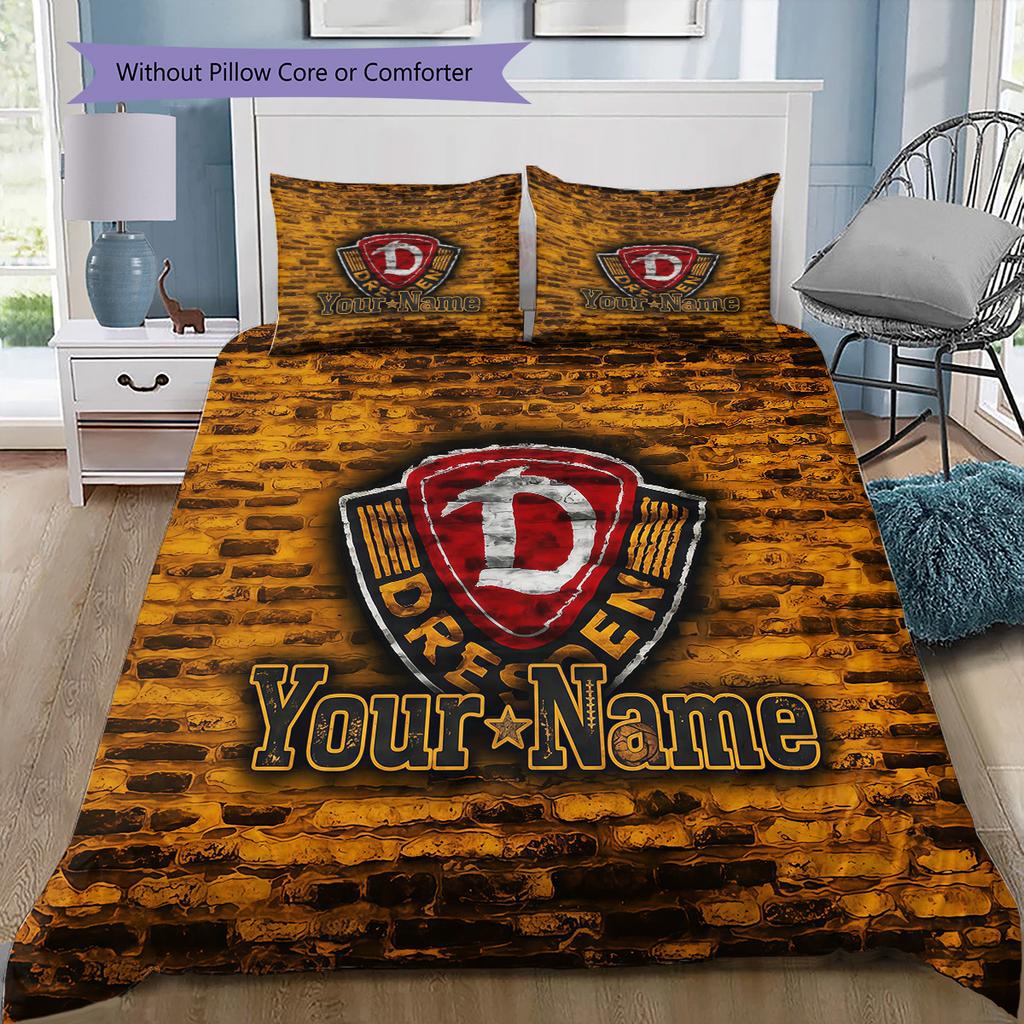 Dynamo Dresden Custom Name Pattern Bedding Quilt Set Quilt Cover Pillowcase Home Birthday Gift(1 * duvet cover + 2 * pillowcase, without core)