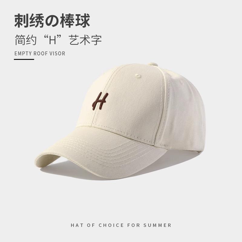 Internet celebrity baseball cap women spring summer wide brim show face small casual versatile simple hard top embroidered cap