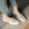 Women's Thick Heel Shoes 2024 New British Style Leather Shoes Spring and Summer Retro Square Toe Single Shoes