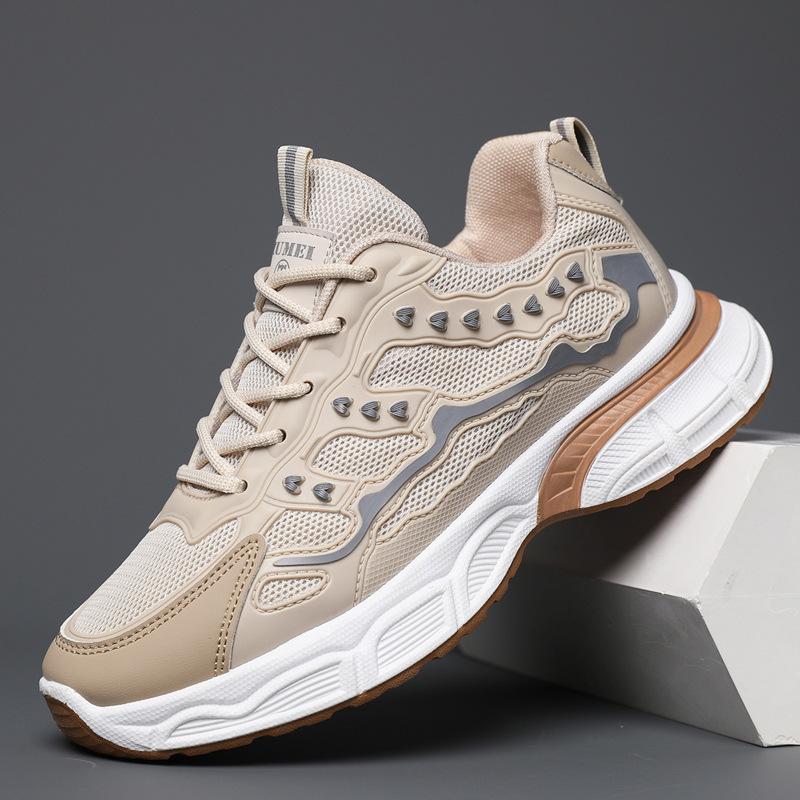 Мужские дышащие сетчатые кроссовки 2025 осень новые универсальные повседневные легкие белые туфли модная спортивная мужская обувь