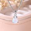 Милый Женский Кулон-Ожерелье с Белым Огненным Опалом Винтажный Серебристый Цвет Свадебные Украшения Подарок для Женщин