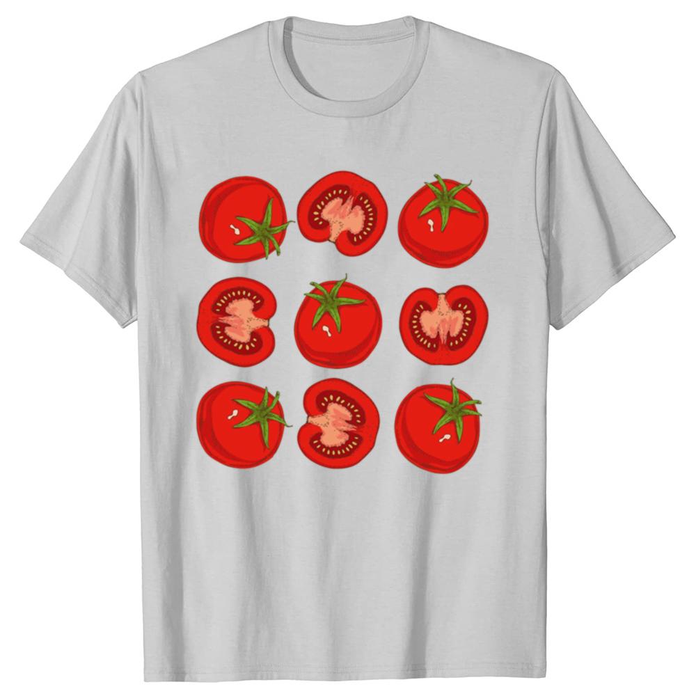 Funny Red Tomatoes Graphic T-shirts Men Women's Fashion Casual Tshirt 100% Cotton Loose Oversized Plant Garden Vegetable T Shirt