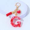 Red A-Z Alphabet Initial Letter Keychain Cute Heart Tassel Resin Charms Keyrings Handbag Charms Car Pendant Trinkets Women Gifts