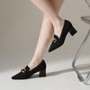 2026 Европейский стиль, слипоны-лоферы из Flyknit с металлической отделкой и массивным заостренным каблуком