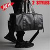 Men's Black Leather Large Capacity Duffle Travel Gym Weekend Overnight Bag
