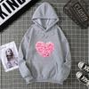 Yurak shaklidagi bosma grafik kaputlar Yoqimli liboslar Moda bo'sh pullover Sweatshirt Kundalik qizlar uchun qalpoqli toplar