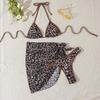 2025 Leopard Print Lace-Up Sexy Three-Piece Swimsuit for Women