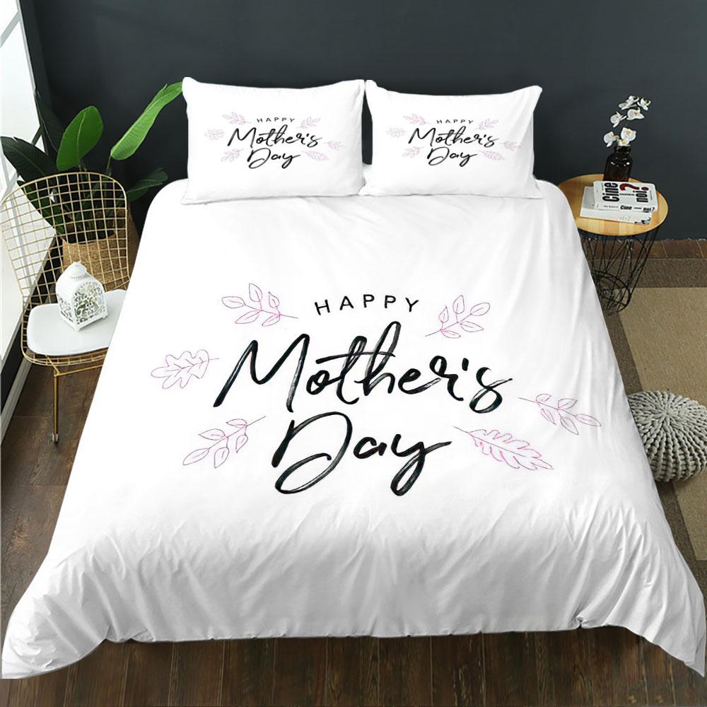 Mother's Day Duvet Cover Set Pink Rose Theme Thanksgiving Gift King Queen Size Polyester Comforter Cover For Mother Bedding Set