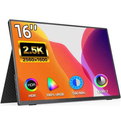 Мобильный монитор kksmart 16 дюймов Ультратонкий Ультралегкий 540 г Узкая рамка Высокая яркость 500 нит широкая цветовая гамма разрешение Автоматическое изображение