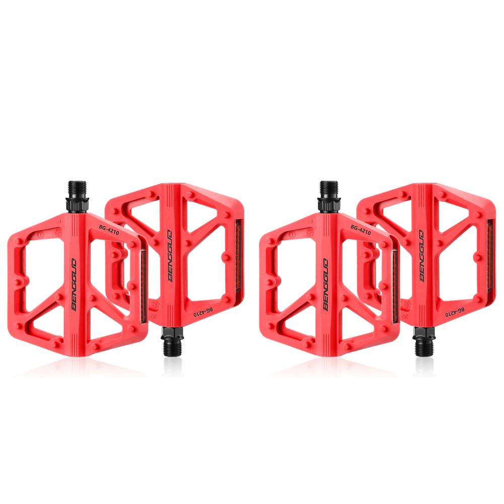 Double DU Bearing Nylon Bicycle Pedals Anti-slip Bicycle Platform Pedals Bike Accessories with Reflector Ultralight Bike Pedals
