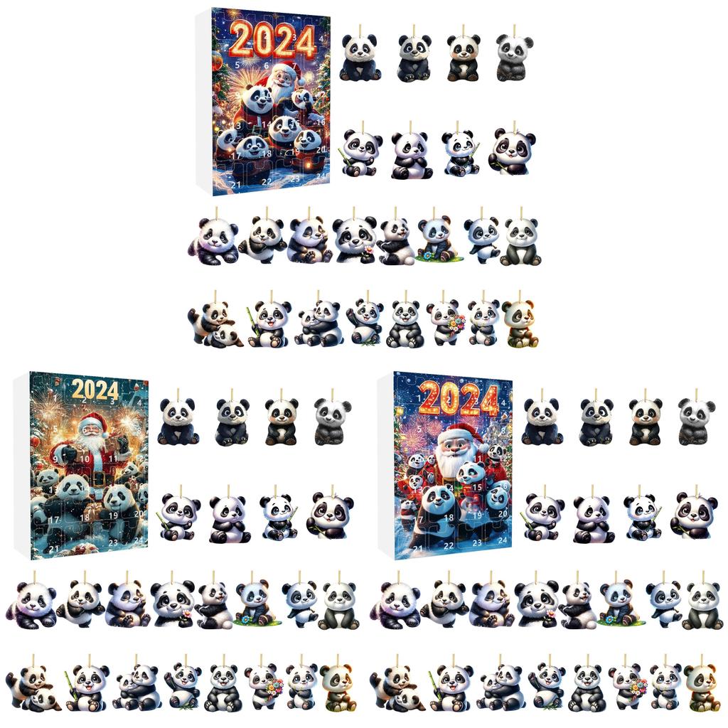 Panda Holiday Countdown Calendar Featuring 24 Acrylic Backpack Charms For Christmas Celebration