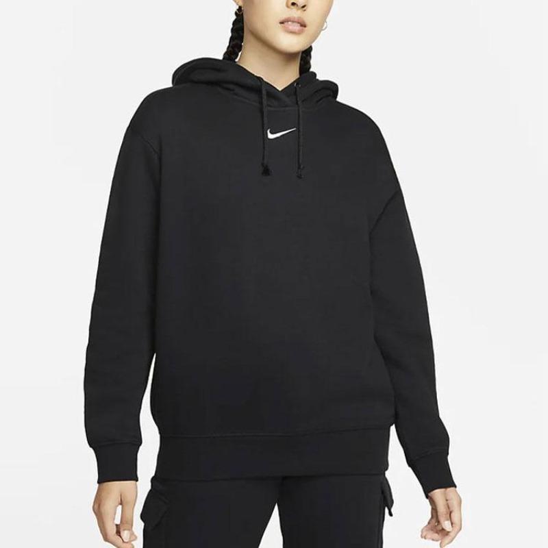 Nike Спортивный повседневный пуловер с флисовой толстовкой с капюшоном для женщин, черный DJ7669-010