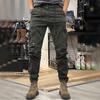 Весна Осень Мужские брюки-карго с завязками на талии, множеством карманов, однотонные спортивные брюки с резинкой на щиколотке, повседневная одежда для тренировок на открытом воздухе