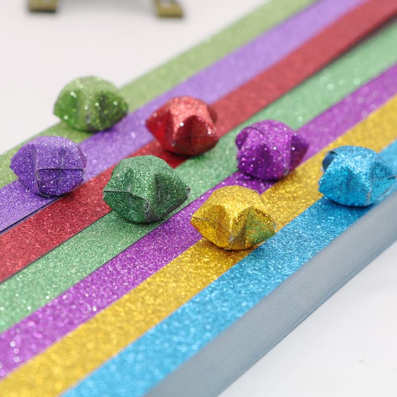 Glitter Origami Wishing Stars: Handmade Five-Pointed Colored Paper for Star Folding with Optional Colors