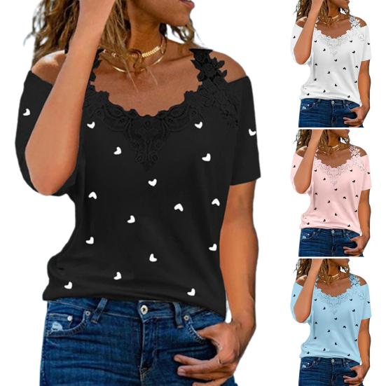 Женский топ контрастного цвета с коротким рукавом с открытыми плечами и V-образным вырезом, женская футболка с вырезами, повседневная одежда