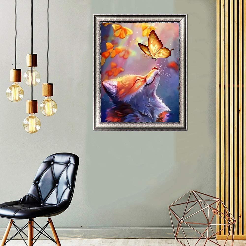 5D Diy Алмазная картина Маленькая лиса и бабочка Набор крестиков Полная алмазная вышивка Мозаика Художественная картина Стразы Декор Подарок