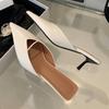 Spring Elegant Pointed Toe Slippers Women Thin Low Heels Mule Shoes Fashion Party Dress Zapatos De Mujer