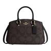 Coach Savannah 28 Adjustable Detachable Shoulder Strap Classic Logo Print Coated Canvas Tote Bag Large Women Tote Bags Walnut Black CAL53-IMXAQ