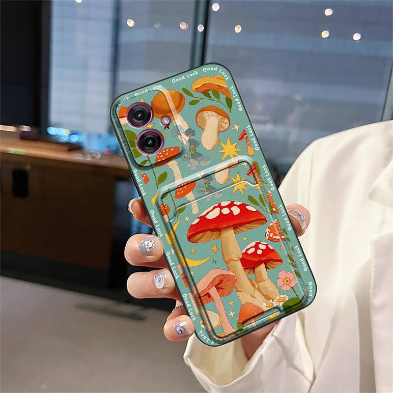 Full Wrap Soft Case Phone Case For MOTO G55 5G Fashion Design Silicone Card Slot Cover Anti-knock Durable Cute Anti-dust