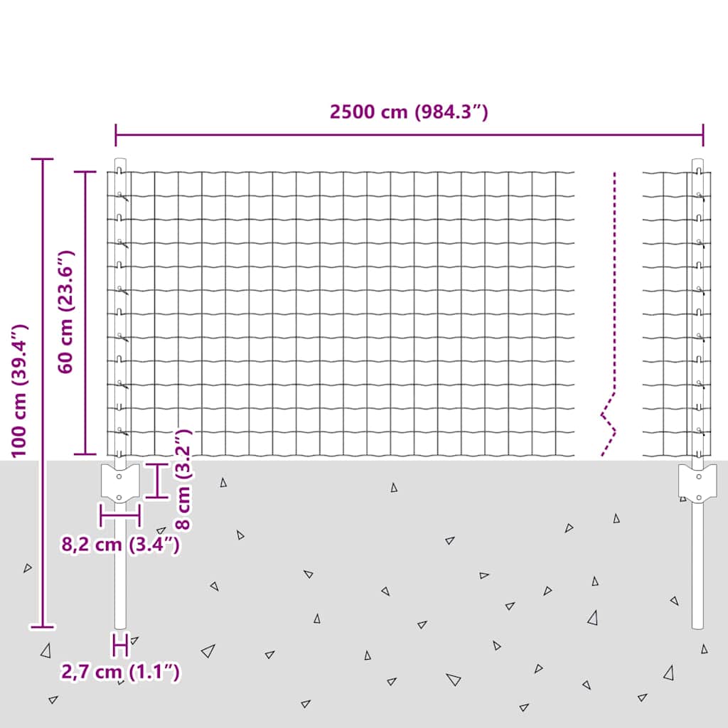 Welded Wire Fence 25 x 0.6 m (W x H)
