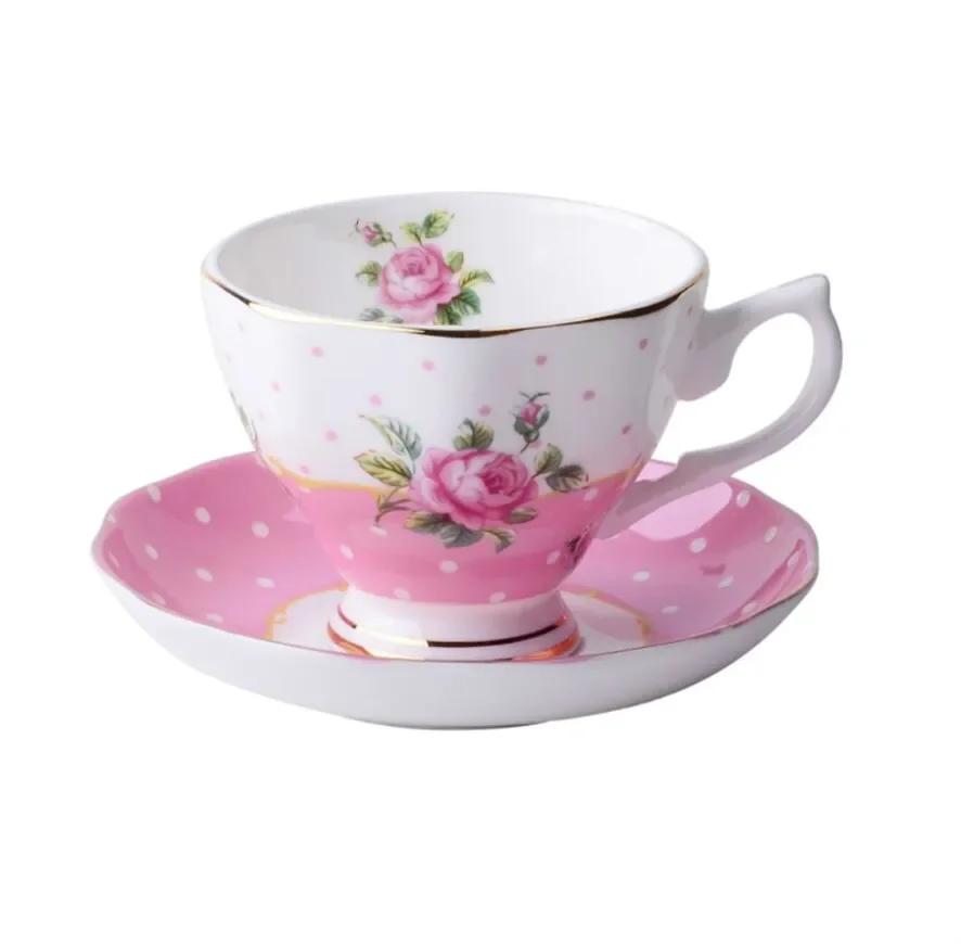 Bone China Coffee Cup Spoon Saucer Set English Afternoon Tea Cup Coffeeware 170ml Porcelain Cup and Saucer for Coffee