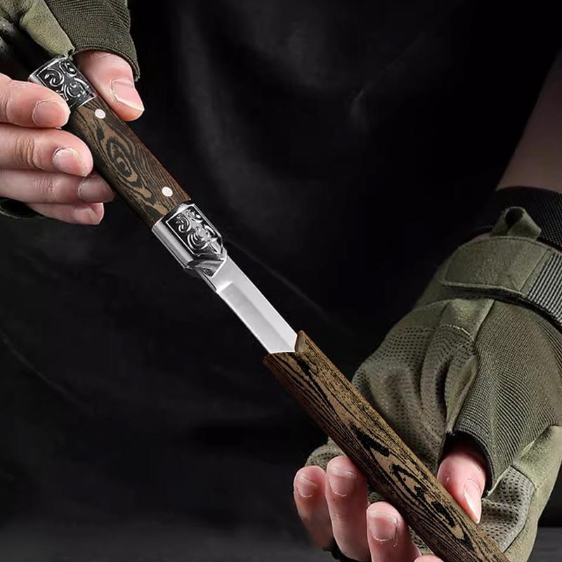 1 шт., портативный небольшой прямой нож для кемпинга и отдыха на природе, высокопрочный нож для фруктов из нержавеющей стали с рукояткой под имитацию дерева